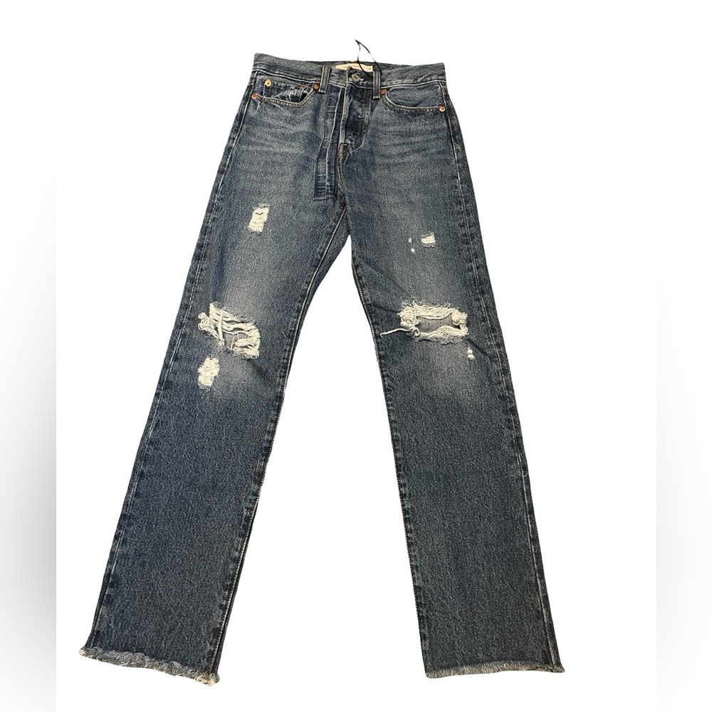 Levi’s wedgie straight leg jeans size women  24 Distressed Blue new with repair